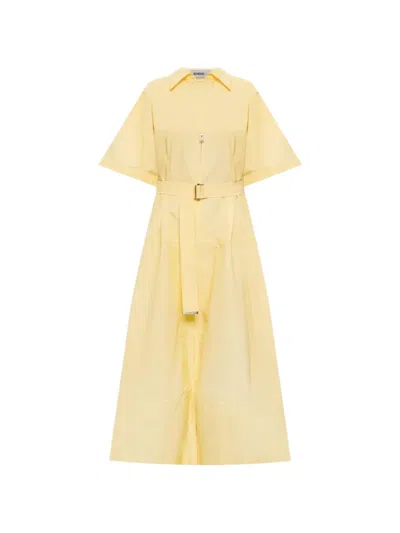 Simkhai Meridith Belted Short-sleeve Midi Dress In Yellow