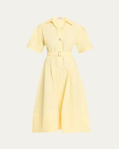 Simkhai Meridith Belted Short-sleeve Midi Dress In Yellow