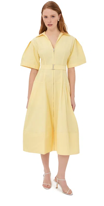 Simkhai Meridith Cotton Midi Dress Buttercream In Yellow