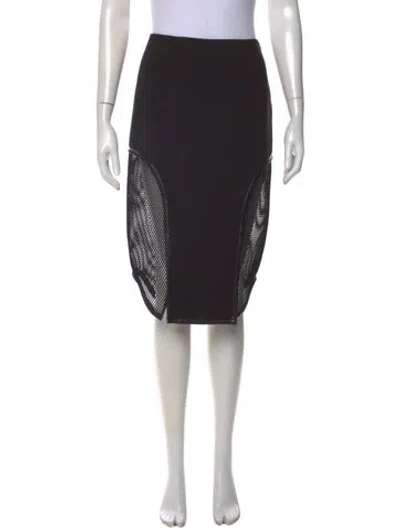 Pre-owned Simkhai Mesh Accents Midi Length Skirt In Black