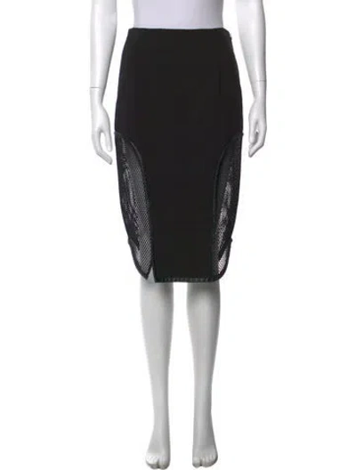 Pre-owned Simkhai Mesh Accents Midi Length Skirt In Black
