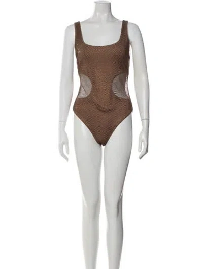 Pre-owned Simkhai Mesh Accents One-piece W/ Tags In Brown