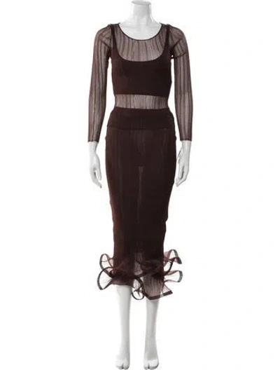 Pre-owned Simkhai Mesh Accents Skirt Suit W/ Tags In Brown