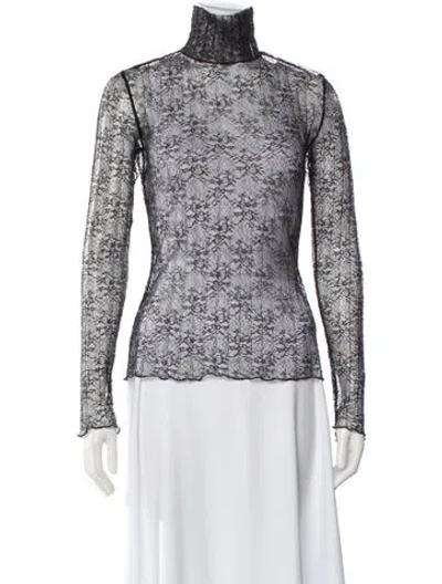 Pre-owned Simkhai Mesh Lace Pattern Top In Black