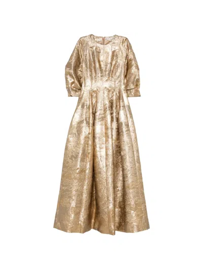 Simkhai Metallic-jacquard Maxi Dress In Gold
