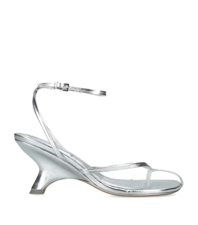 Simkhai Metallic Leather Kelsey Heeled Sandals 75 In Silver