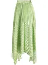 Simkhai Pleated Silk-blend Midi Skirt In Green