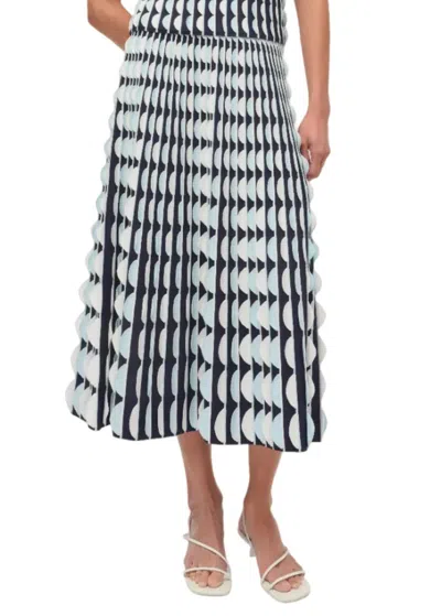 Simkhai Micah Scalloped Knit Midi Skirt In Sky Multi