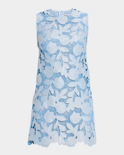 Simkhai Mickie Cotton Floral Lace Mini Dress In Blue