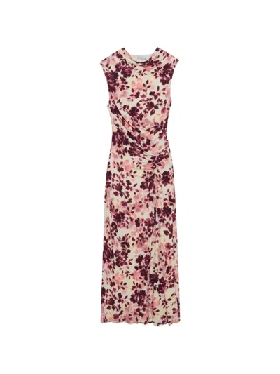 Simkhai Midi Acacia Draped Jersey Floral-print Day Dress In Multi