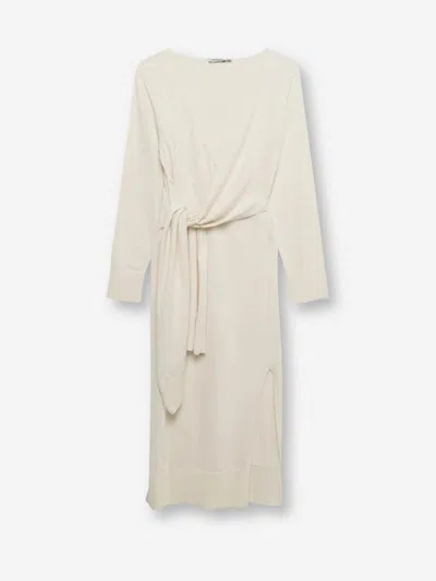 Simkhai Skyla Cotton And Cashmere-blend Midi Wrap Dress In White