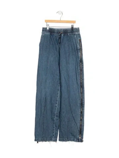 Pre-owned Simkhai Mid-rise Wide Leg Jeans In Blue