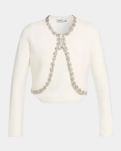 Simkhai Mika Embellished Cropped Jacket In Ivory