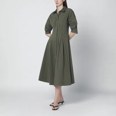 Simkhai Midi Shirt Dress Belted Pleated Pockets In Green