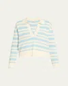 Simkhai Miller Long-sleeve Stripe Polo Sweater In Blue