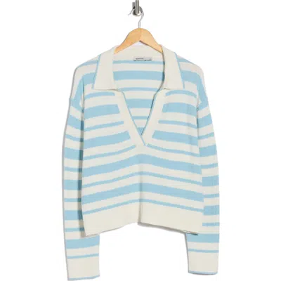 Simkhai Miller Stripe Cotton & Silk Polo Sweater In Blue