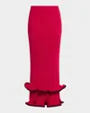 Simkhai Millie Flounce-hem Knit Midi Skirt In Pink