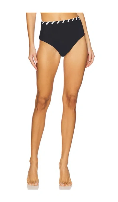 Simkhai Milou High Waisted Bikini Bottom In Black & White