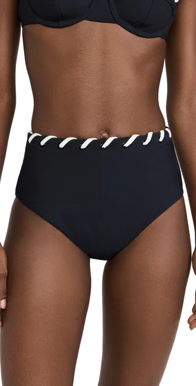 Simkhai Milou High Waisted Bikini Bottoms Black White