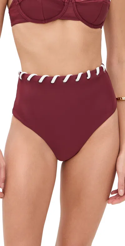 Simkhai Milou High Waisted Bikini Bottoms Oxblood Multi In Burgundy