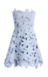 Simkhai Miri Bustier Embroidered Crepe Mini Dress In Blue