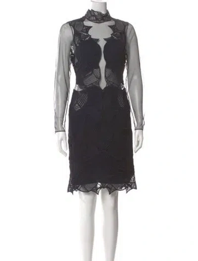 Pre-owned Simkhai Mock Neck Knee-length Dress In Blue