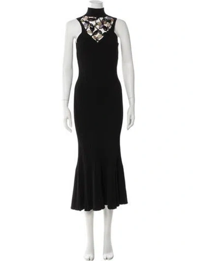 Pre-owned Simkhai Mock Neck Long Dress In Black