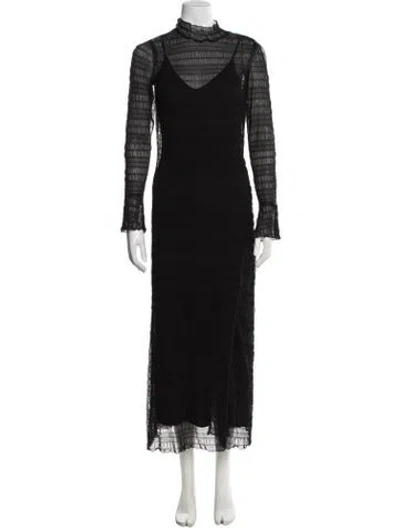 Pre-owned Simkhai Mock Neck Long Dress In Black