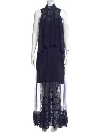 Pre-owned Simkhai Mock Neck Long Dress In Blue