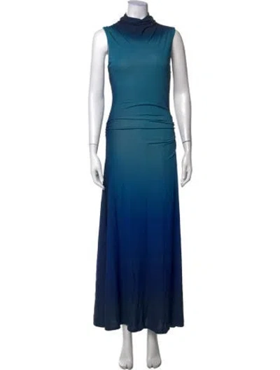 Pre-owned Simkhai Mock Neck Long Dress In Blue
