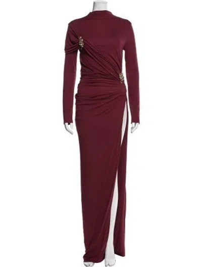 Pre-owned Simkhai Mock Neck Long Dress In Burgundy