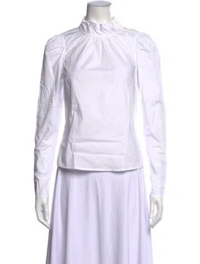 Pre-owned Simkhai Mock Neck Long Sleeve Blouse In White