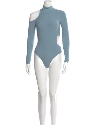 Pre-owned Simkhai Mock Neck Long Sleeve Bodysuit In Blue