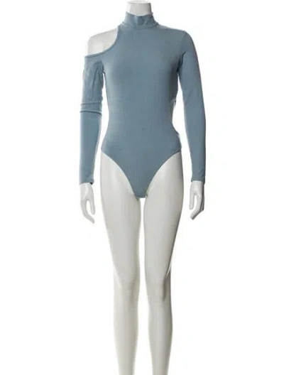 Pre-owned Simkhai Mock Neck Long Sleeve Bodysuit In Blue
