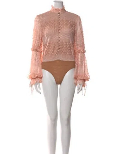 Pre-owned Simkhai Mock Neck Long Sleeve Bodysuit In Pink