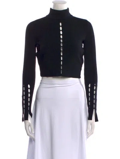 Pre-owned Simkhai Mock Neck Long Sleeve Crop Top In Black