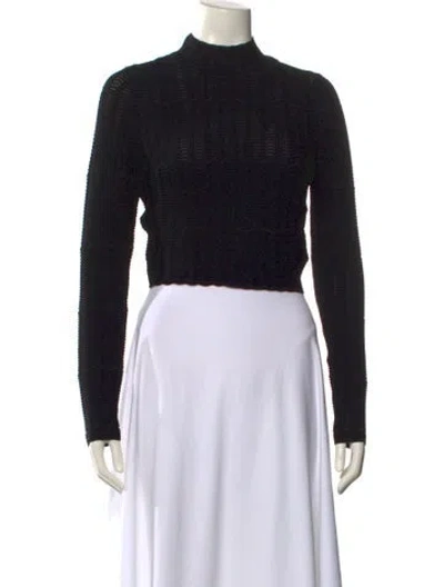 Pre-owned Simkhai Mock Neck Long Sleeve Crop Top In Black