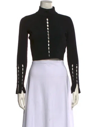Pre-owned Simkhai Mock Neck Long Sleeve Crop Top In Black