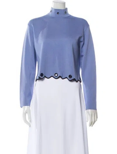 Pre-owned Simkhai Mock Neck Long Sleeve Crop Top In Blue