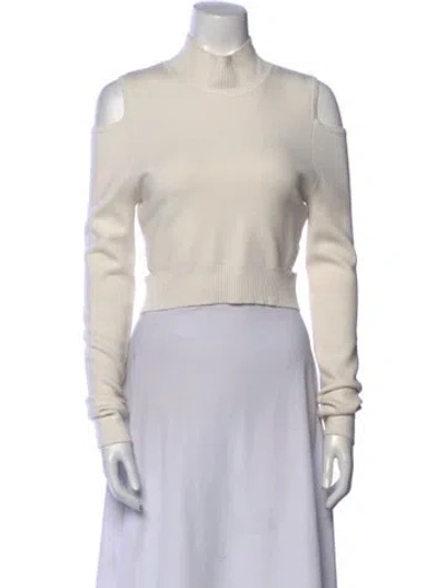 Pre-owned Simkhai Mock Neck Long Sleeve Crop Top In Neutral