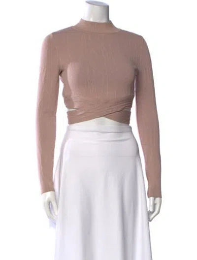 Pre-owned Simkhai Mock Neck Long Sleeve Crop Top In Neutrals