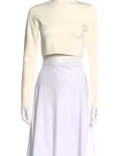 Pre-owned Simkhai Mock Neck Long Sleeve Crop Top In White