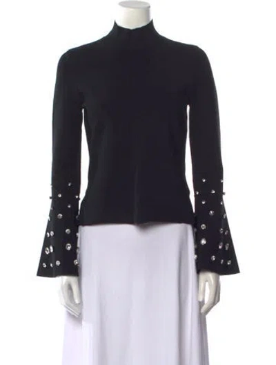 Pre-owned Simkhai Mock Neck Long Sleeve Top In Black