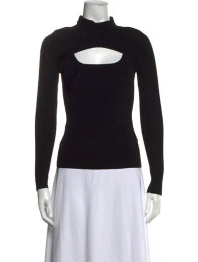 Pre-owned Simkhai Mock Neck Long Sleeve Top In Black