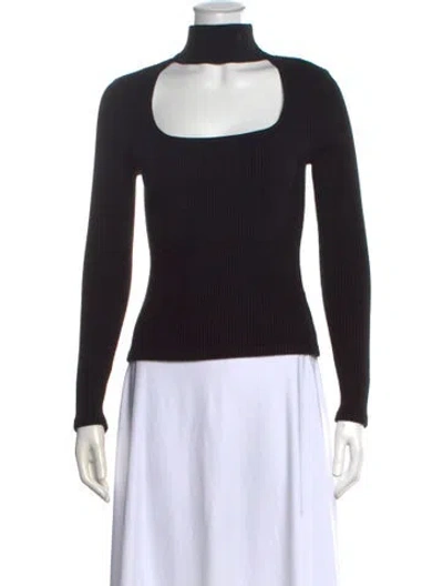 Pre-owned Simkhai Mock Neck Long Sleeve Top In Black