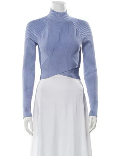 Pre-owned Simkhai Mock Neck Long Sleeve Top In Blue