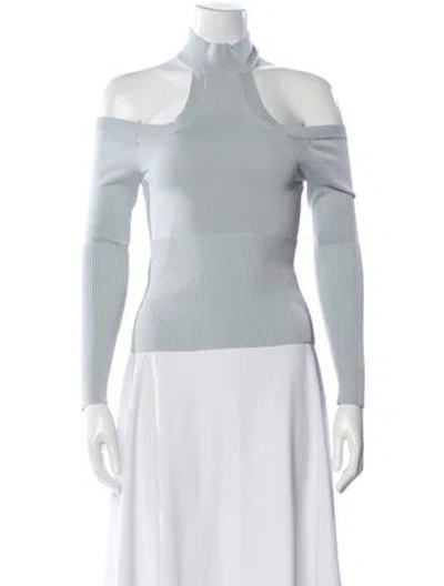 Pre-owned Simkhai Mock Neck Long Sleeve Top In Gray