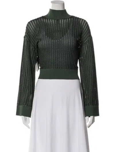 Pre-owned Simkhai Mock Neck Long Sleeve Top In Green