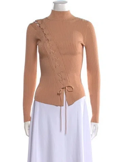 Pre-owned Simkhai Mock Neck Long Sleeve Top In Neutral