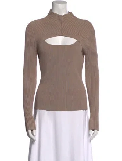Pre-owned Simkhai Mock Neck Long Sleeve Top In Neutral